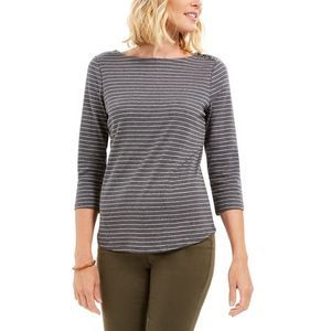 NWT Charter Clube Grey Metallic Stripe Top XXL